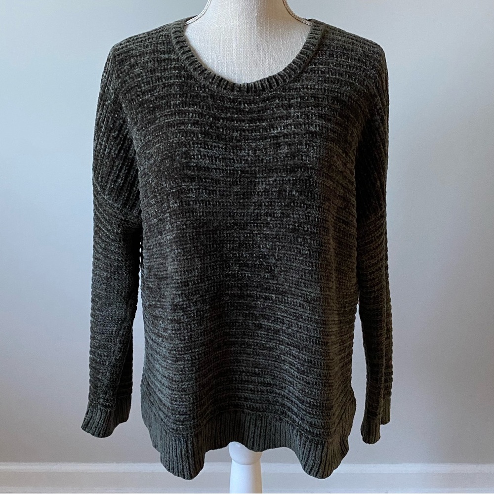 Chenille Crew Neck Sweater Emerald Green